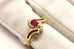 SUMAL 14k yellow gold red marquise ruby diamond 0.60ctw ring size 5 3.32g estate