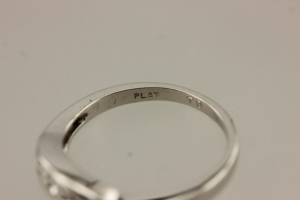 Platinum .36ctw round white diamond notched tracer wedding band ring sz 6.5