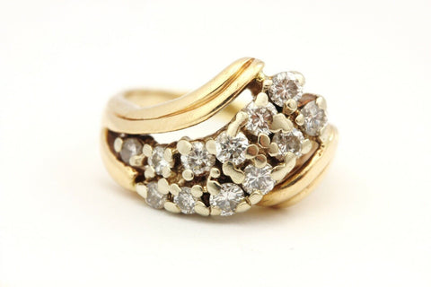 14k yellow gold 0.58ctw diamond cocktail band ring size 3.25 3.72g vintage