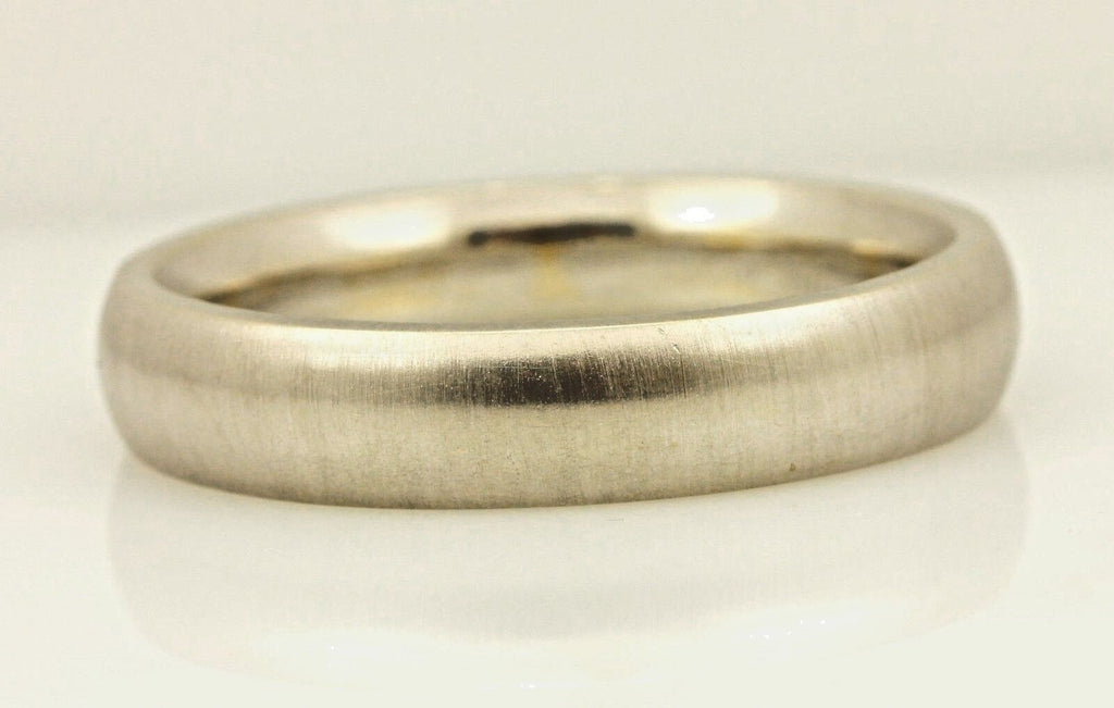 14k white gold Men's 5mm satin low dome wedding band size 11 comfort fit 8.37g
