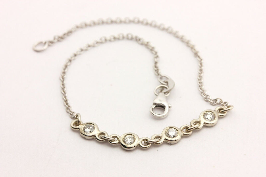 14k white gold 0.25ctw round diamond rolo chain bracelet 7 inch 2.07g new