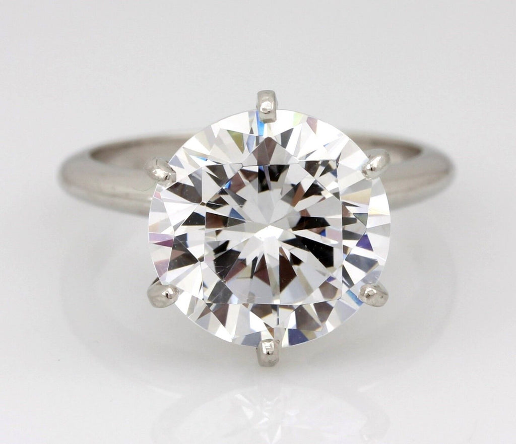 platinum 11.5mm round brilliant cubic zirconia solitaire engagement ring 7.65g