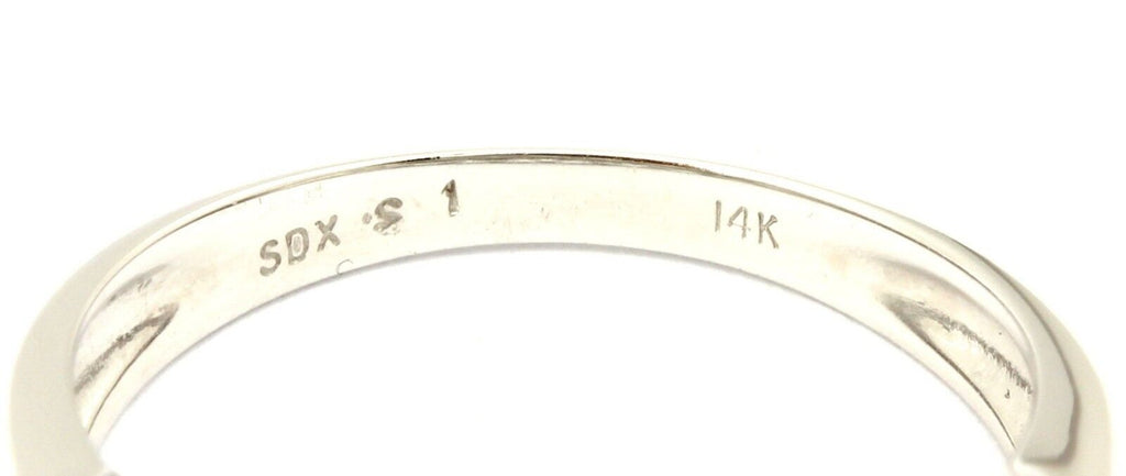 ESTATE 14k white gold 1ct round diamond 3 row wedding ring band 4.48gr sz 7.25