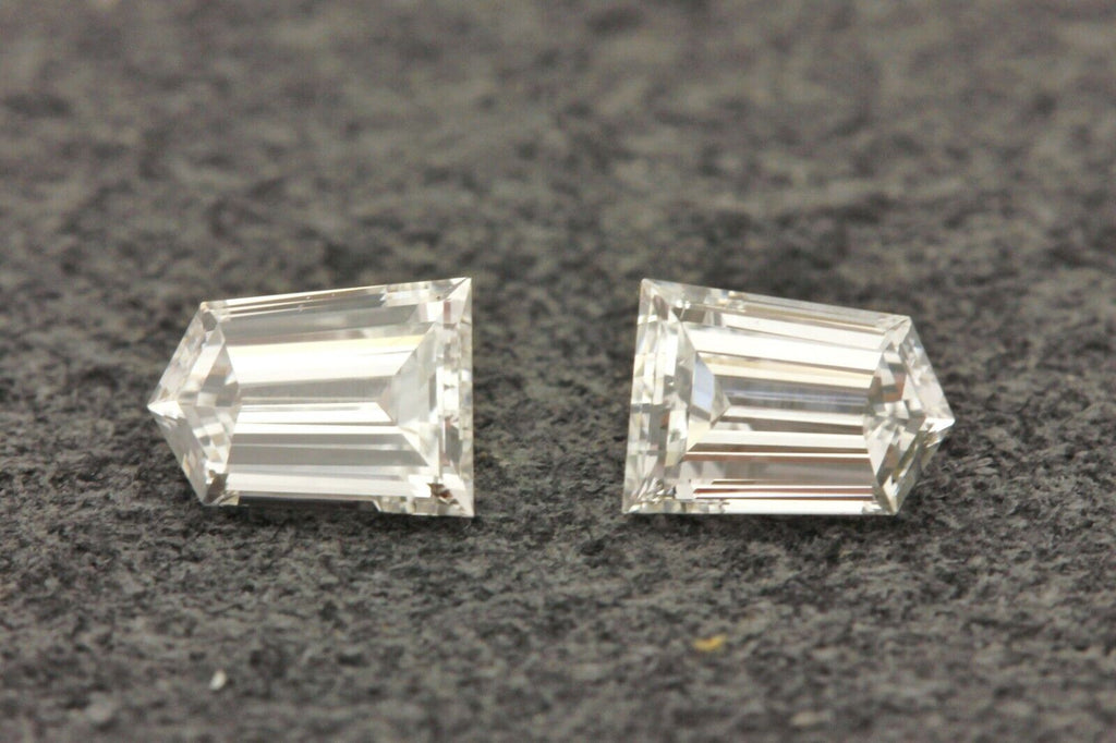 loose natural diamond 0.33ctw matched pair bullet step cuts E VVS2 4x3x1.5mm new