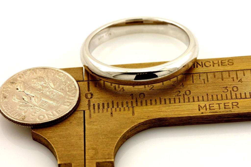 14k white gold size 12 high polish 4mm men's wedding band ring NEW 6.91 grams