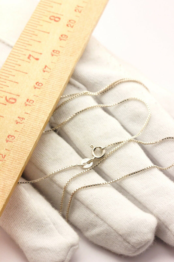 Italy 925 sterling silver box chain necklace spring ring 20 inch 0.8mm 2.00g