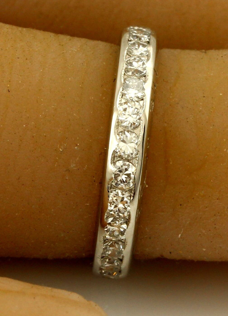 Platinum .81ctw round diamond eternity wedding band sz 4.25 ring vintage estate