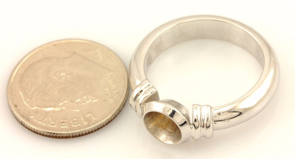 14k white gold 6mm 0.80ct round bezel solitaire engagement ring setting NEW