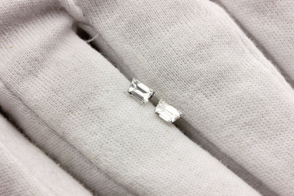 loose matched pair natural diamonds 0.52ctw trapezoid steps F-G VVS2 5.2x3.0mm