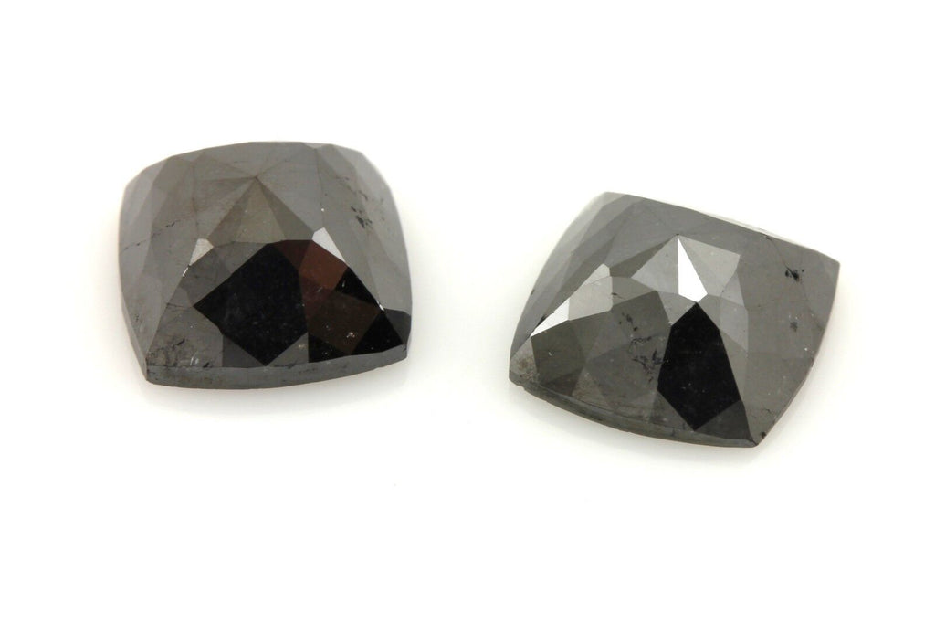 Diamonds matched pair treated black 4.47ctw square rose cut mix 8.3x7.9mm NEW