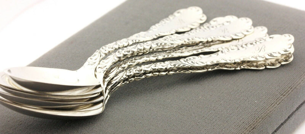 RW&S sterling silver spoons monogram B 6 count 5.5 inch 103.7g vintage estate