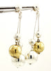 vintage estate silver brass balls dangle drop pierced earrings 2.75 inch 18.84g