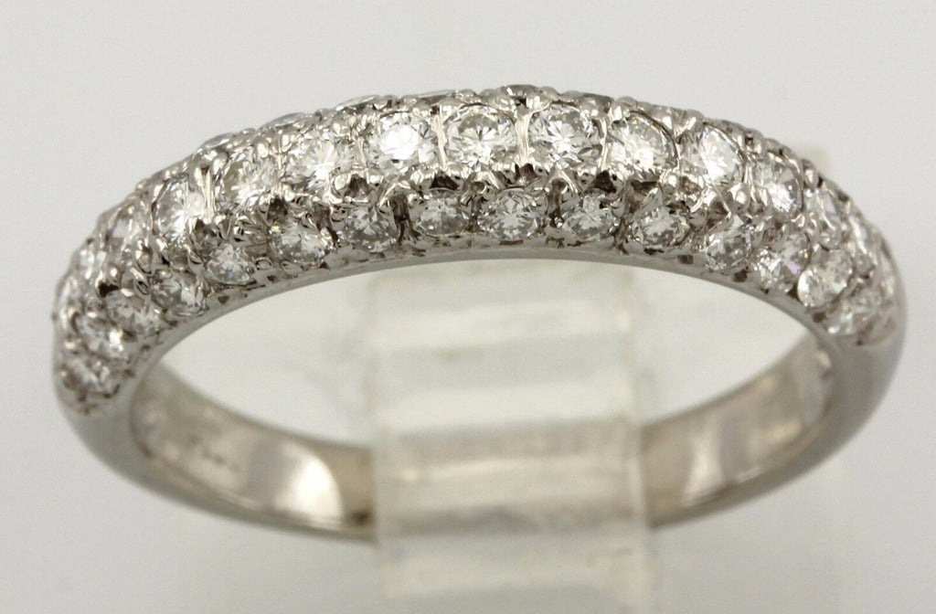 Platinum 0.66ctw round diamond pave wedding band 3.7mm ring size 5.25 NEW 3.67g