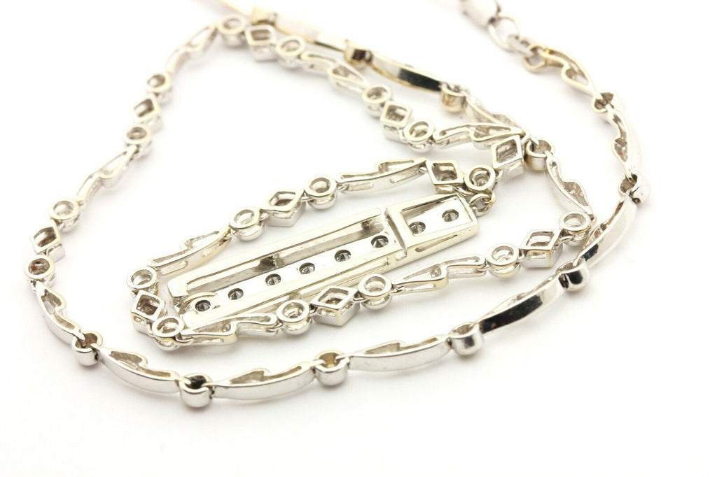 ITALY 585 14k white gold 1.18ctw diamond pendant necklace 16 inch 19.76g estate