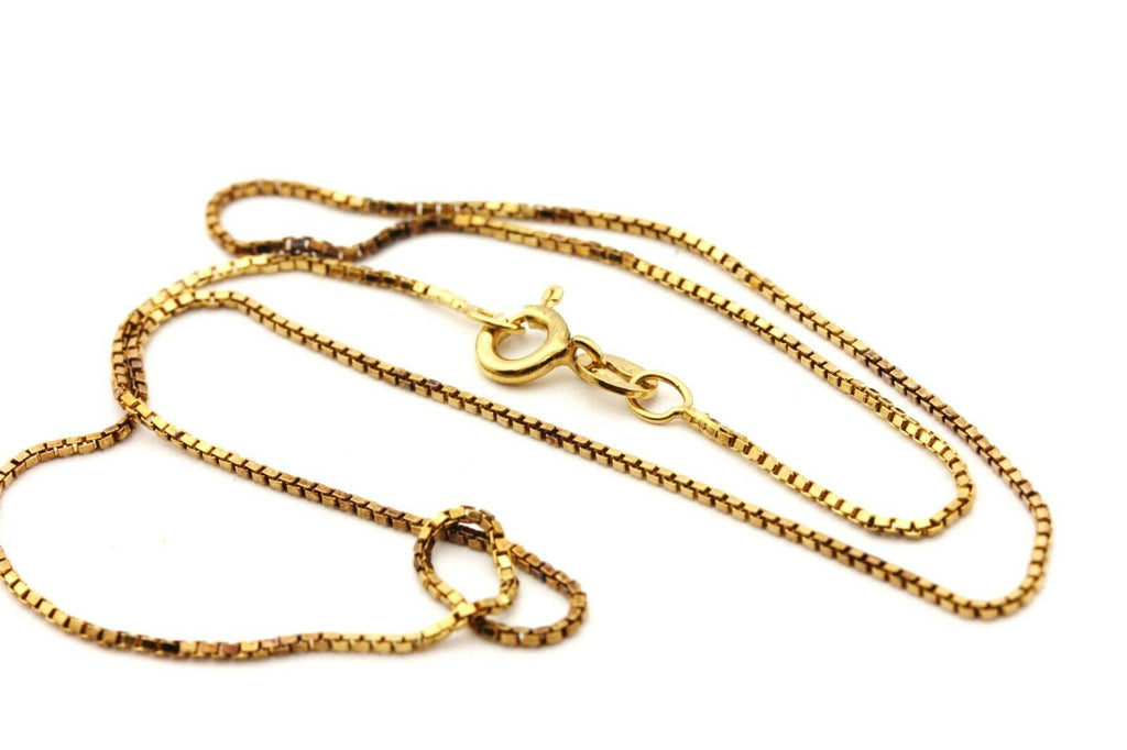 925 vermeil sterling silver box chain necklace Italy 16 inch 1mm 2.2g estate