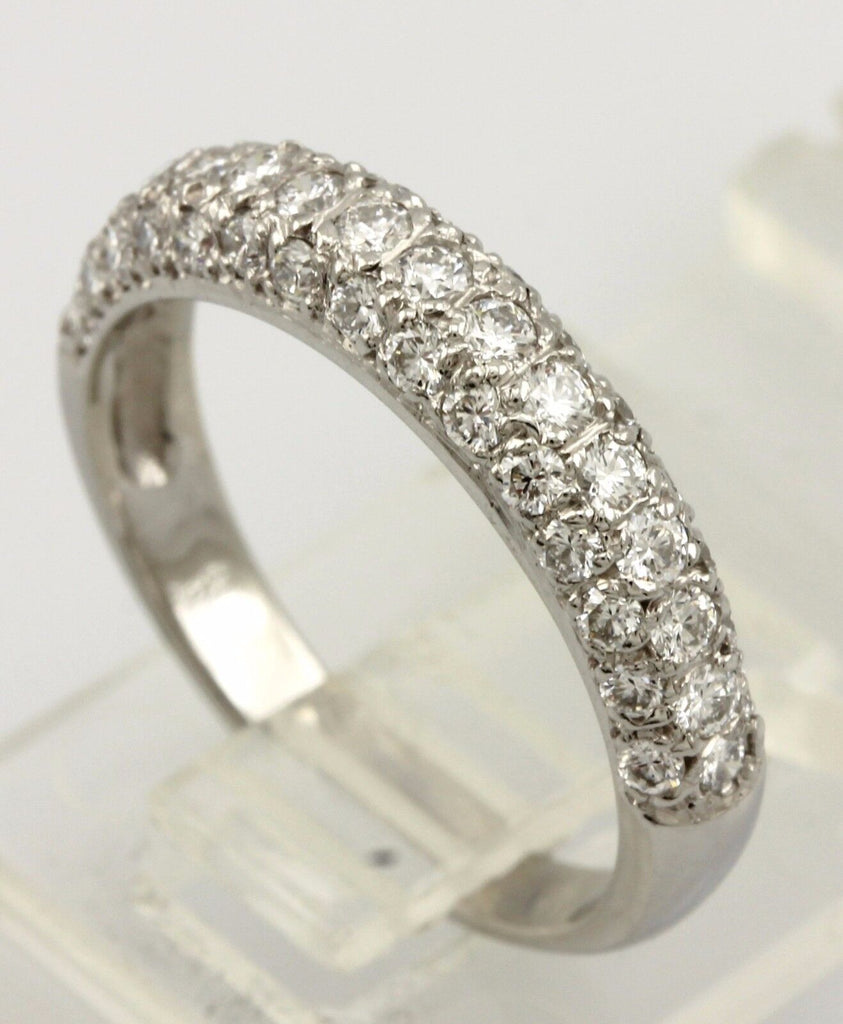 Platinum 0.66ctw round diamond pave wedding band 3.7mm ring size 5.25 NEW 3.67g