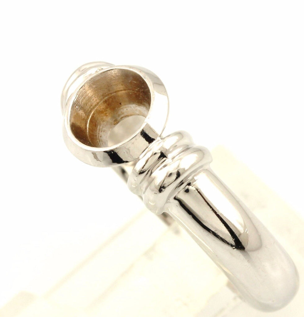 14k white gold 6mm 0.80ct round bezel solitaire engagement ring setting NEW