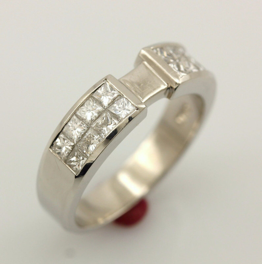 Platinum 0.83ctw princess diamond invisible set engagement ring semi mount NEW