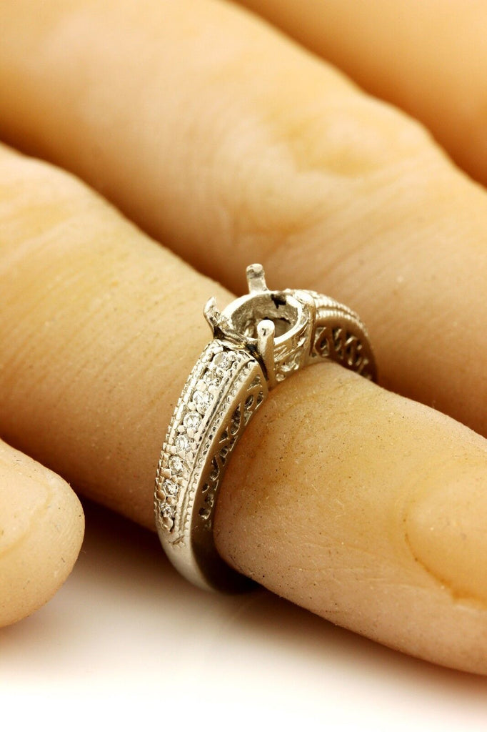 platinum 5.3mm round 0.55ct semi mount diamond engagement ring 0.15ctw band sz 4