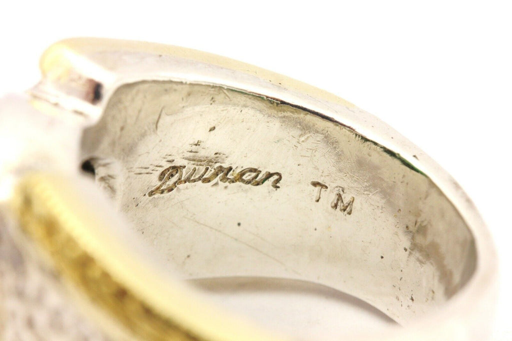 DURAN 18k yellow gold sterling silver dyed green jadeite jade ring size 9 26g