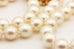 14k yellow gold round diamond Akoya pearl strand necklace 30 inch vintage estate