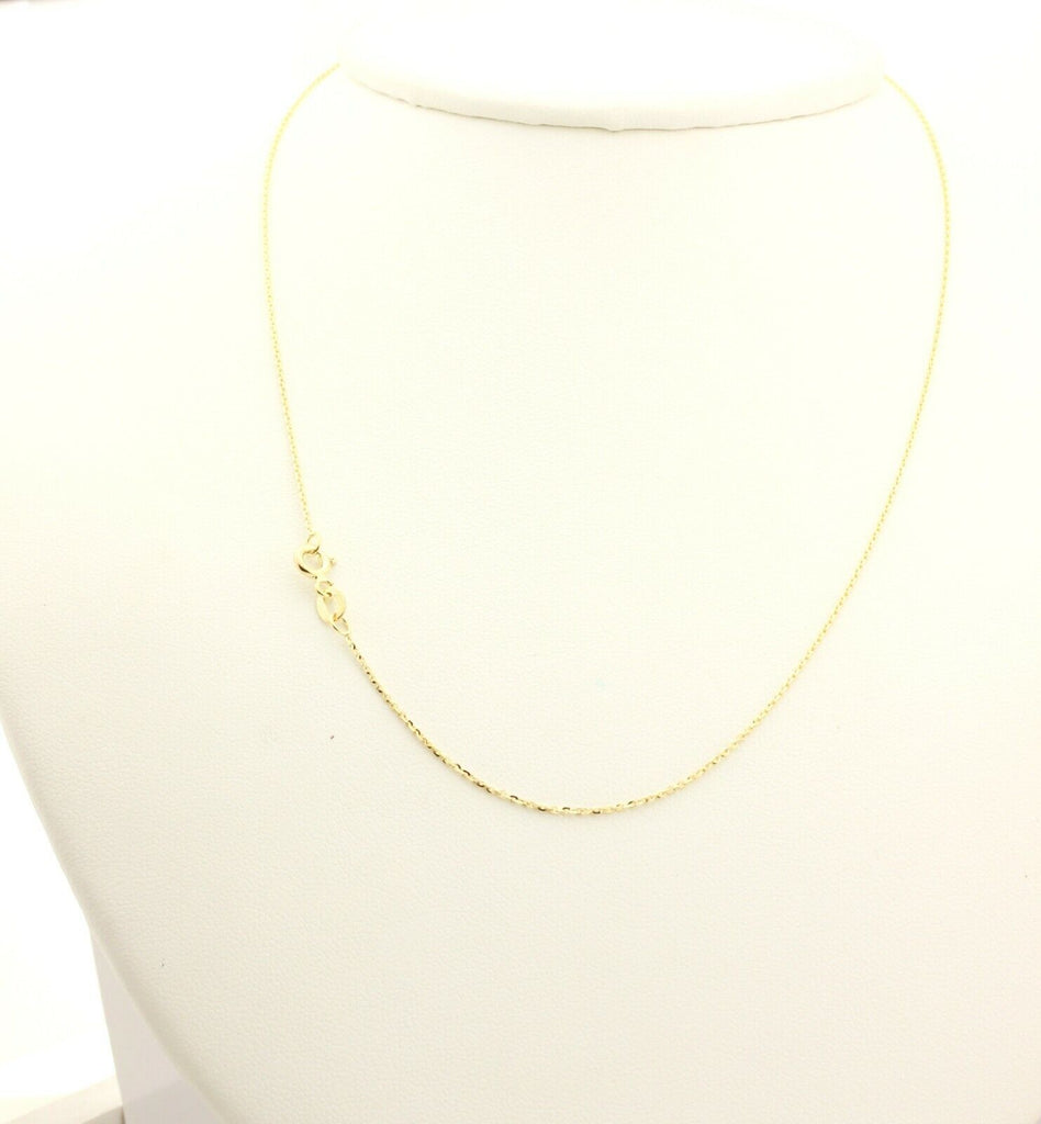 14k yellow gold oval d/c rolo chain necklace Italy 16 inch 1mm 1.27g spring ring