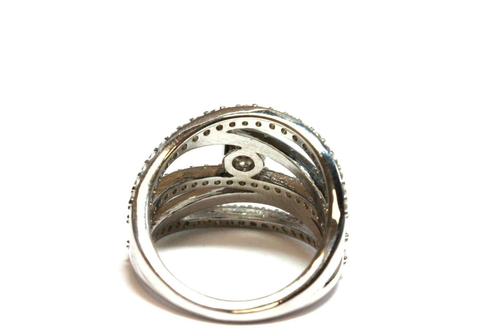 14k white gold diamond split band ring 0.67ctw 7.8g VVS D-F size 6.5 estate