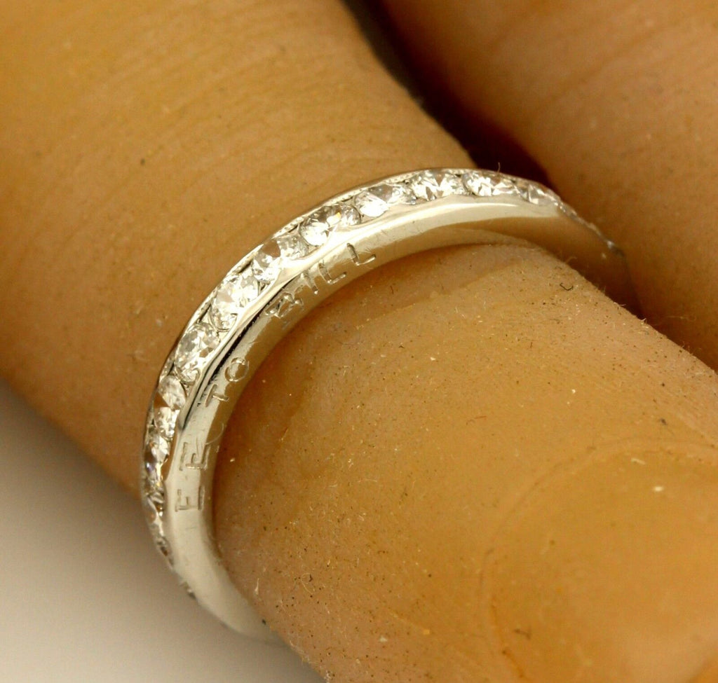 Platinum .81ctw round diamond eternity wedding band sz 4.25 ring vintage estate