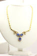 18k yellow gold 18 inch necklace 8 ctw oval Tanzanite 2 ctw round Diamond estate