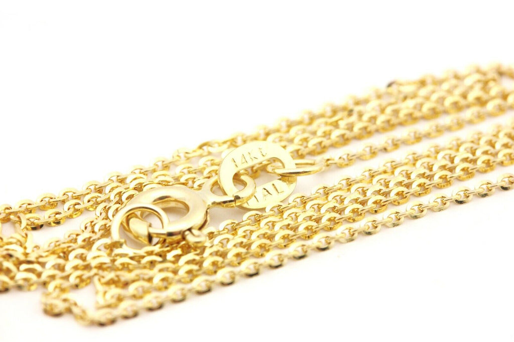 14k yellow gold oval d/c rolo chain necklace Italy 16 inch 1mm 1.27g spring ring