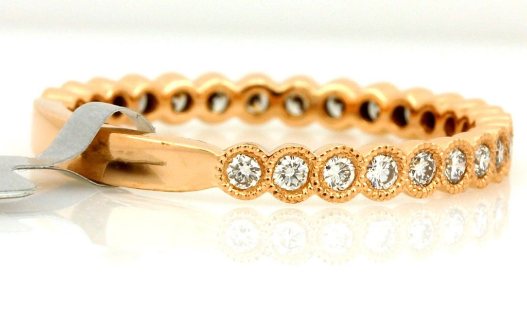 Stackable 0.34ctw round diamond band ring 14k rose, pink gold size 6.5 new 1.7g