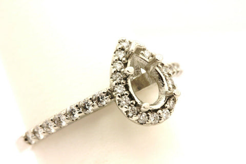 platinum 4.53g engagement ring semi mount 7x5mm pear center 0.35ctw accents halo