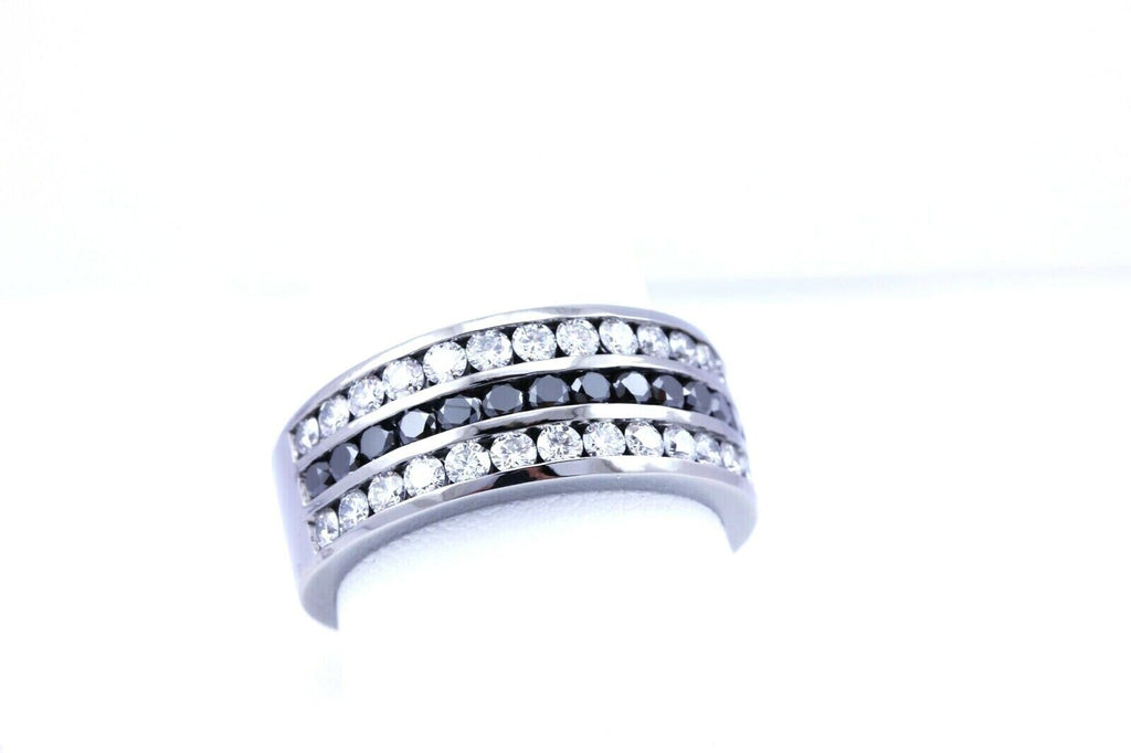 14k white gold black diamond 2.48ctw man's ring size 10.5 band 8.7dwt 9.75mm new