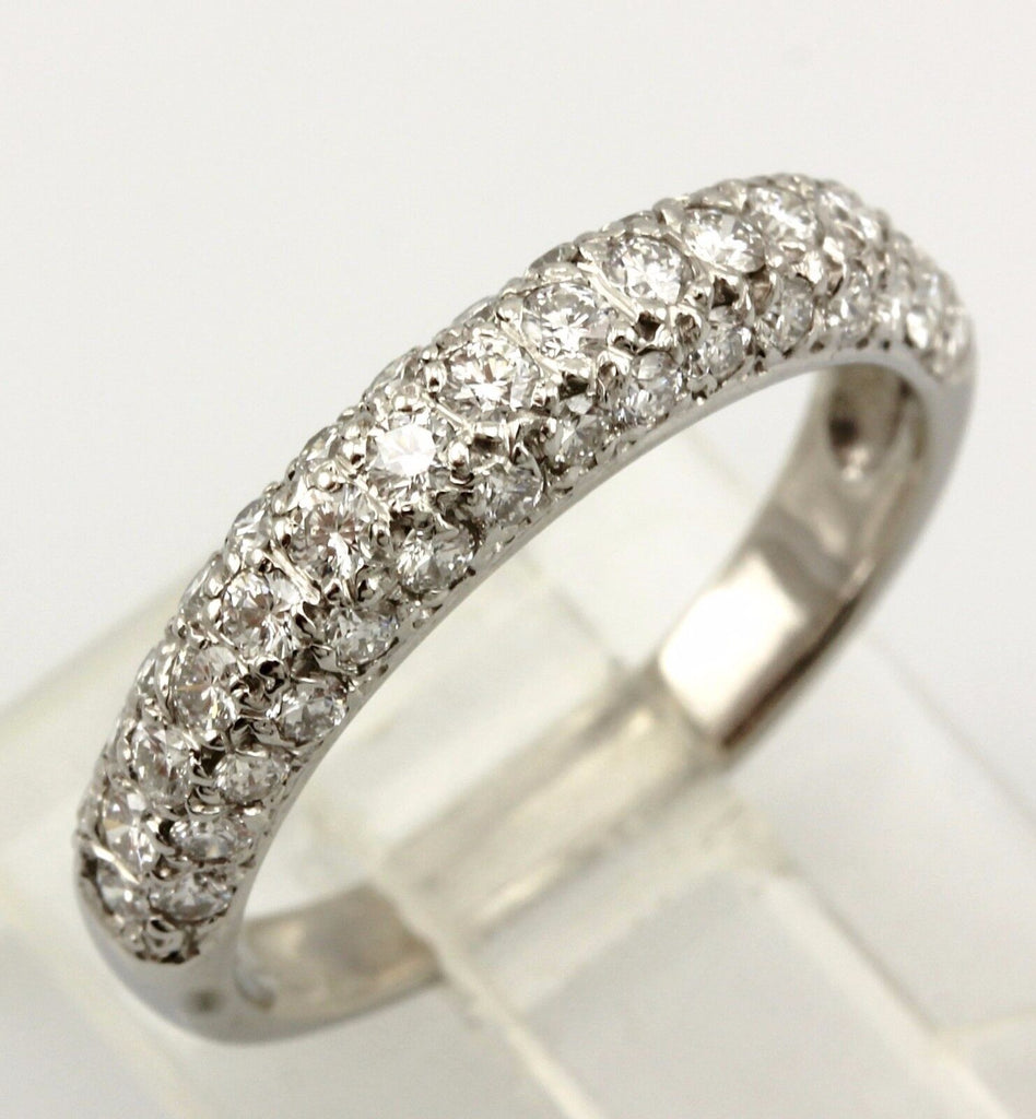 Platinum 0.66ctw round diamond pave wedding band 3.7mm ring size 5.25 NEW 3.67g