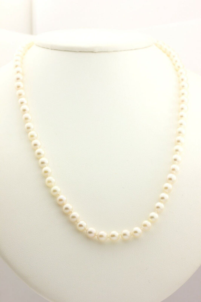14k yellow gold 18" strand necklace 5.5-6.0mm cultured pearl round white NEW