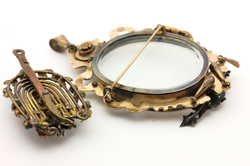 vintage antique locket pin brooch 21g 14k yellow gold WW1 estate pendant