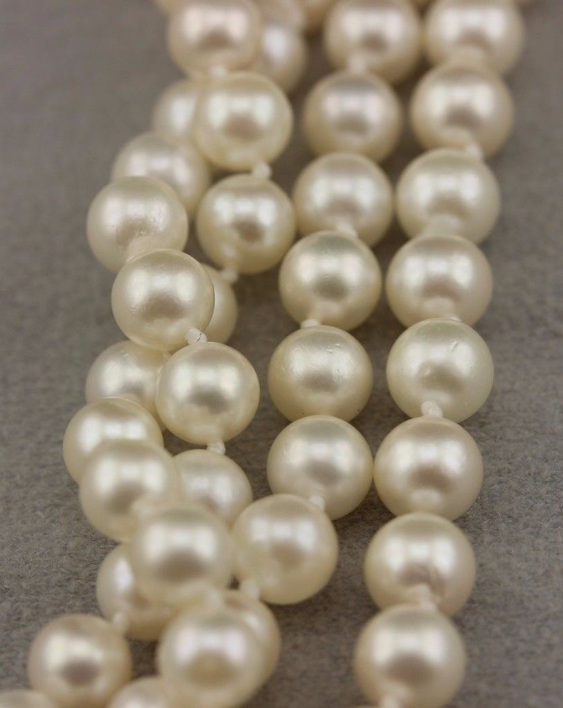 14k yellow gold 18" 5.5-6mm round white cultured pearl necklace strand NEW