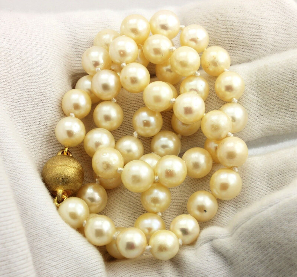 16" cultured pearl necklace 7-7.5mm round magnet clasp 925 sterling silver New