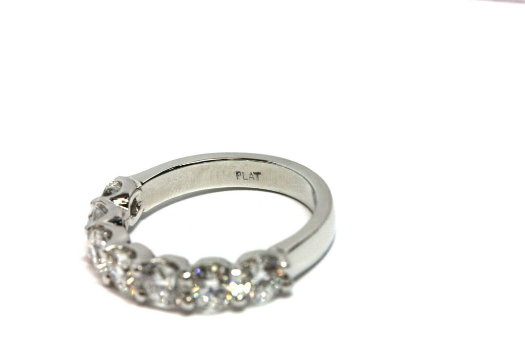 platinum 1.76ctw round diamond 7 stone ring size 5.75 woman's wedding band 1/4ea