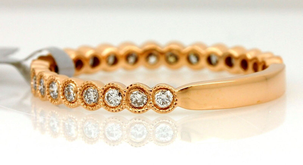 Stackable 0.34ctw round diamond band ring 14k rose, pink gold size 6.5 new 1.7g