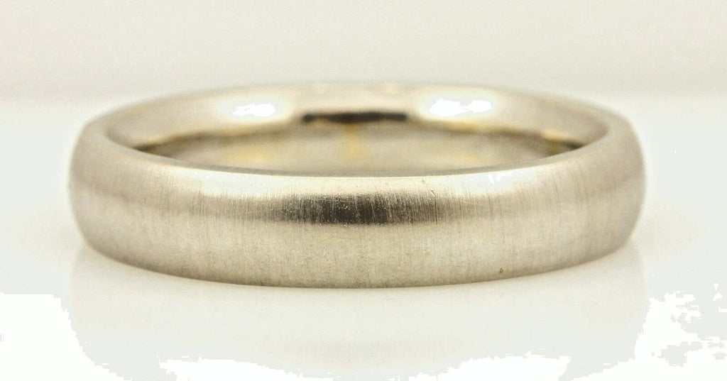 14k white gold Men's 5mm satin low dome wedding band size 11 comfort fit 8.37g