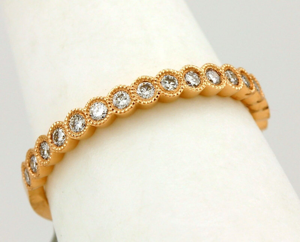 Stackable 0.34ctw round diamond band ring 14k rose, pink gold size 6.5 new 1.7g