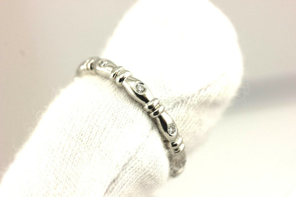 Platinum nine round diamond bamboo wedding band 2.6mm size 6.25 ring NEW 4.51 gr