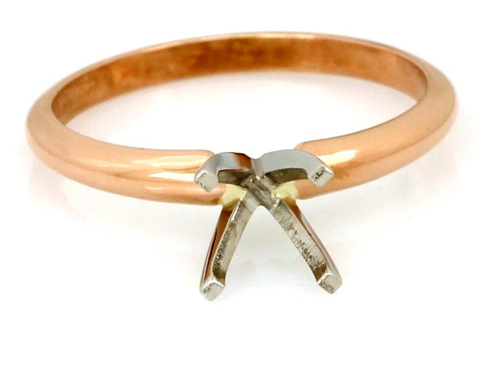 platinum 14k rose gold 6.5mm 1 ct round solitaire engagement ring setting 2.63g