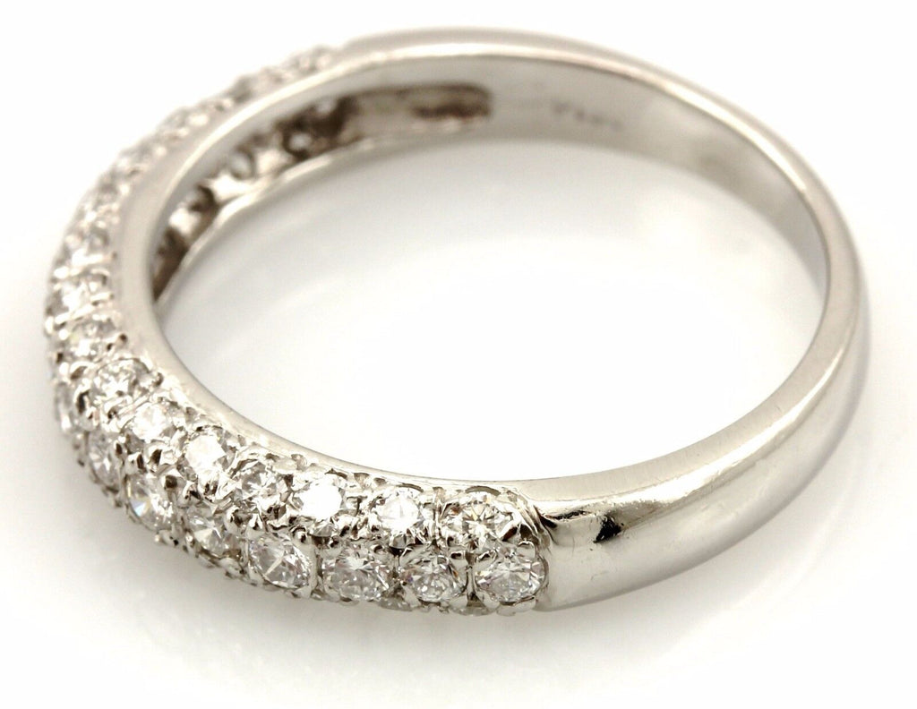 Platinum 0.66ctw round diamond pave wedding band 3.7mm ring size 5.25 NEW 3.67g
