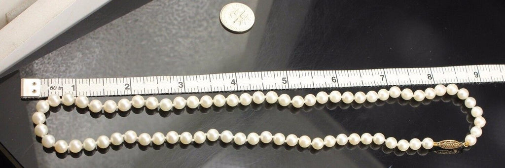14k yellow gold 18" 5.5-6mm round white cultured pearl necklace strand NEW