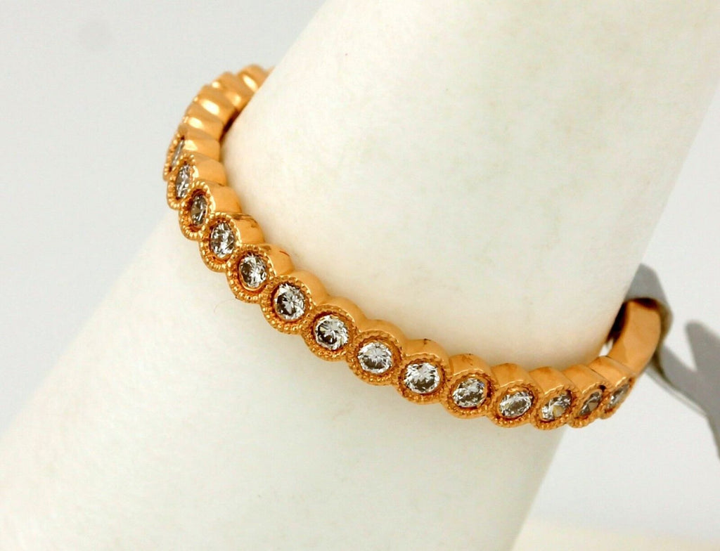 Stackable 0.34ctw round diamond band ring 14k rose, pink gold size 6.5 new 1.7g