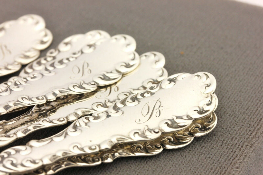 RW&S sterling silver spoons monogram B 6 count 5.5 inch 103.7g vintage estate