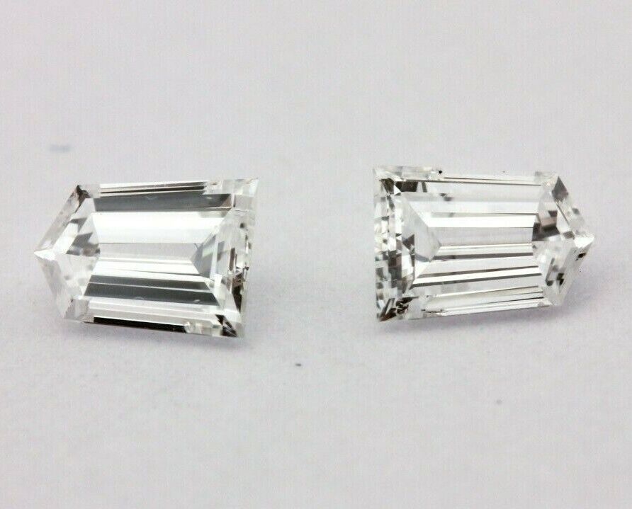 loose natural diamond 0.33ctw matched pair bullet step cuts E VVS2 4x3x1.5mm new