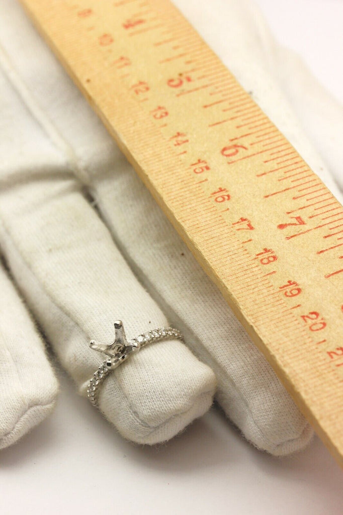 platinum 7mm center 0.27ctw diamond semimount engagement ring size 7.25 3.79g